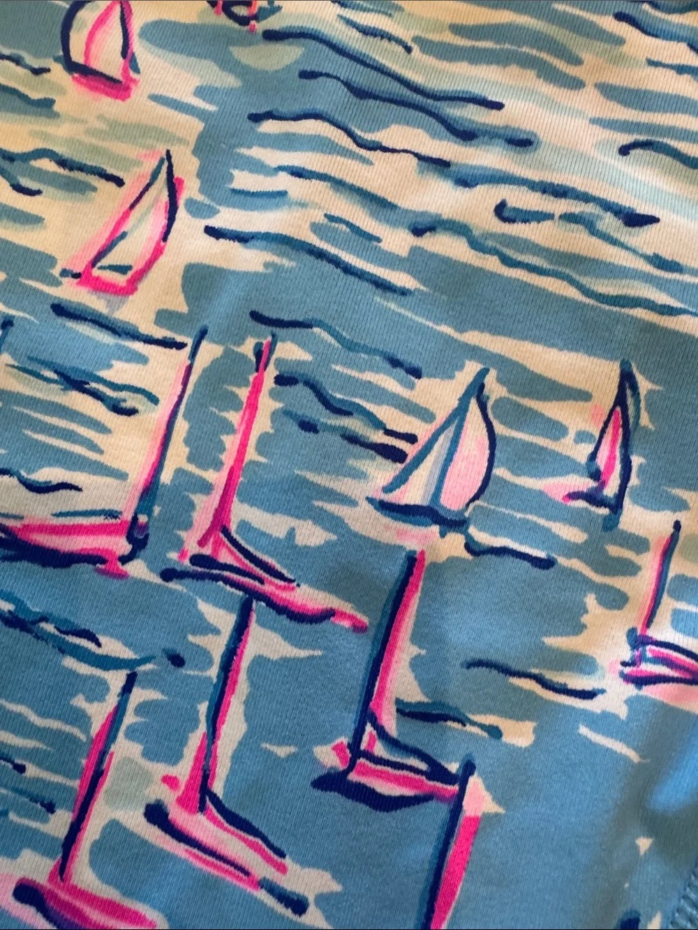 Lilly Pulitzer Blue Tank Top with Pink Sailboat Print